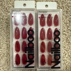 NailBoo Premium Press-On Nails - Cherry Chills Red Set of 2 Medium Length